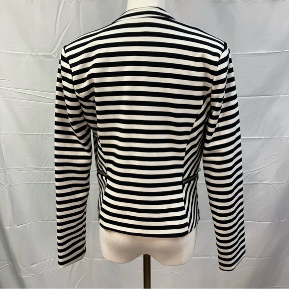 Forever 21 Open Front Bomber‎ Jacket Striped zippers Steampunk Skater Medium New - Picture 7 of 12